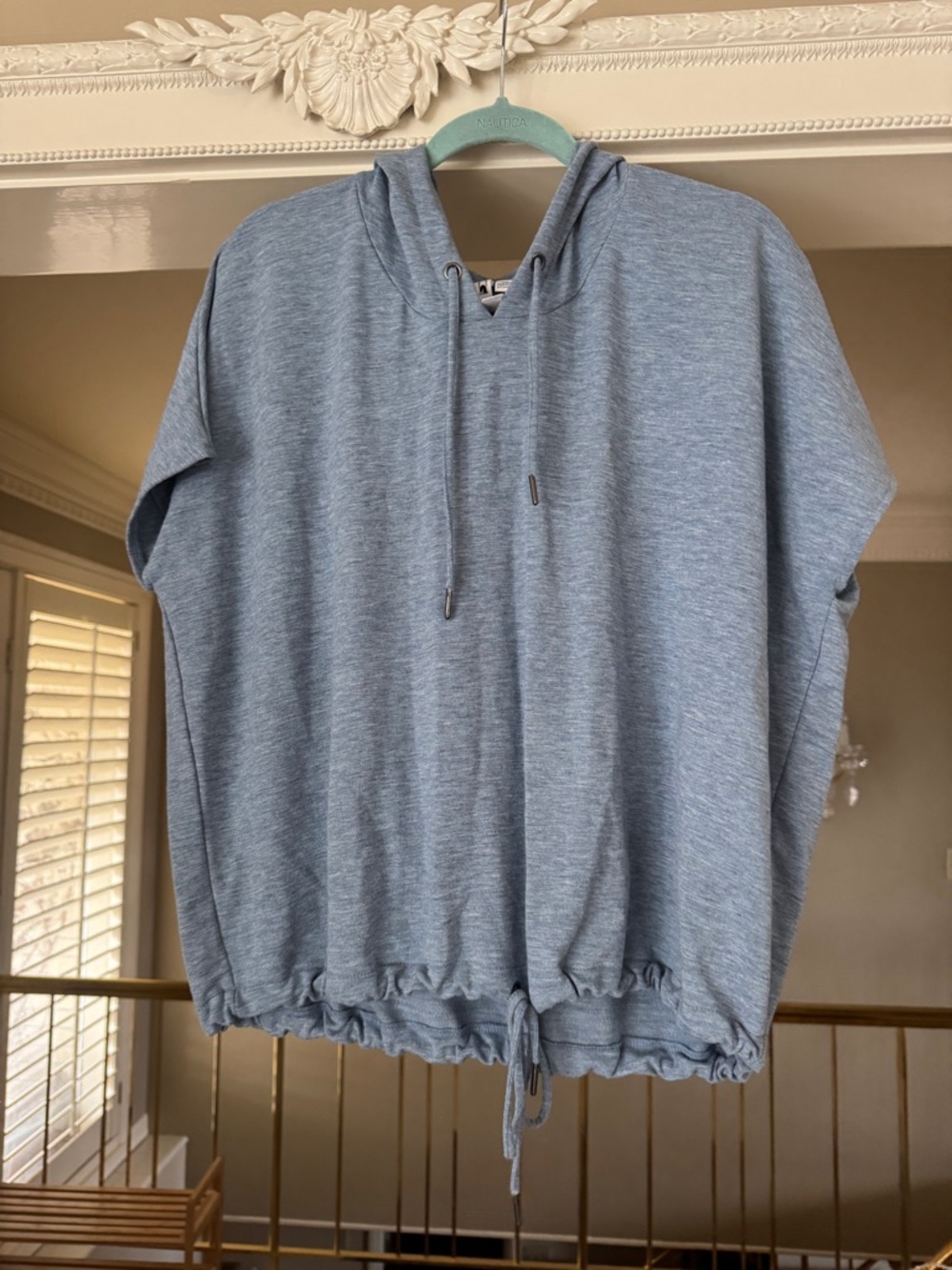 Cable & Gauge Heathered Light Blue Hoodie and drawstring - Picture 5 of 6
